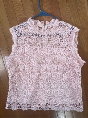 Nanette Lepore Pink Floral Lace Crochet Blouse